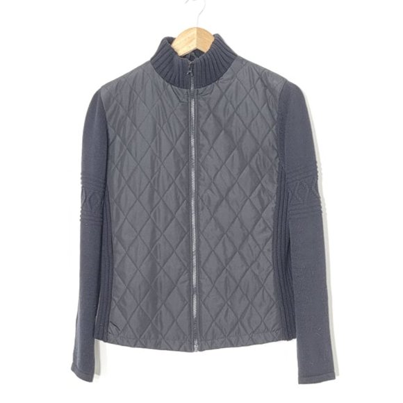 FDJ French Dressing Black Quilted Zip-Up Long Sleeve Mock Neck Jacket Size S - Picture 2 of 11